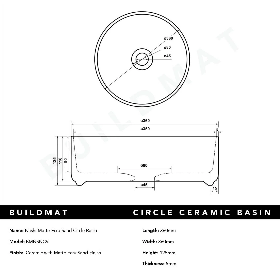 Alma Nashi Matte Ecru Sand Circle Basin - Image 8
