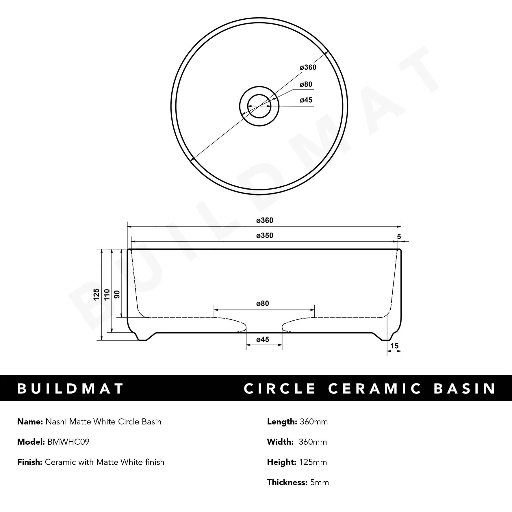 Alma Nashi Matte White Circle Basin - Image 6