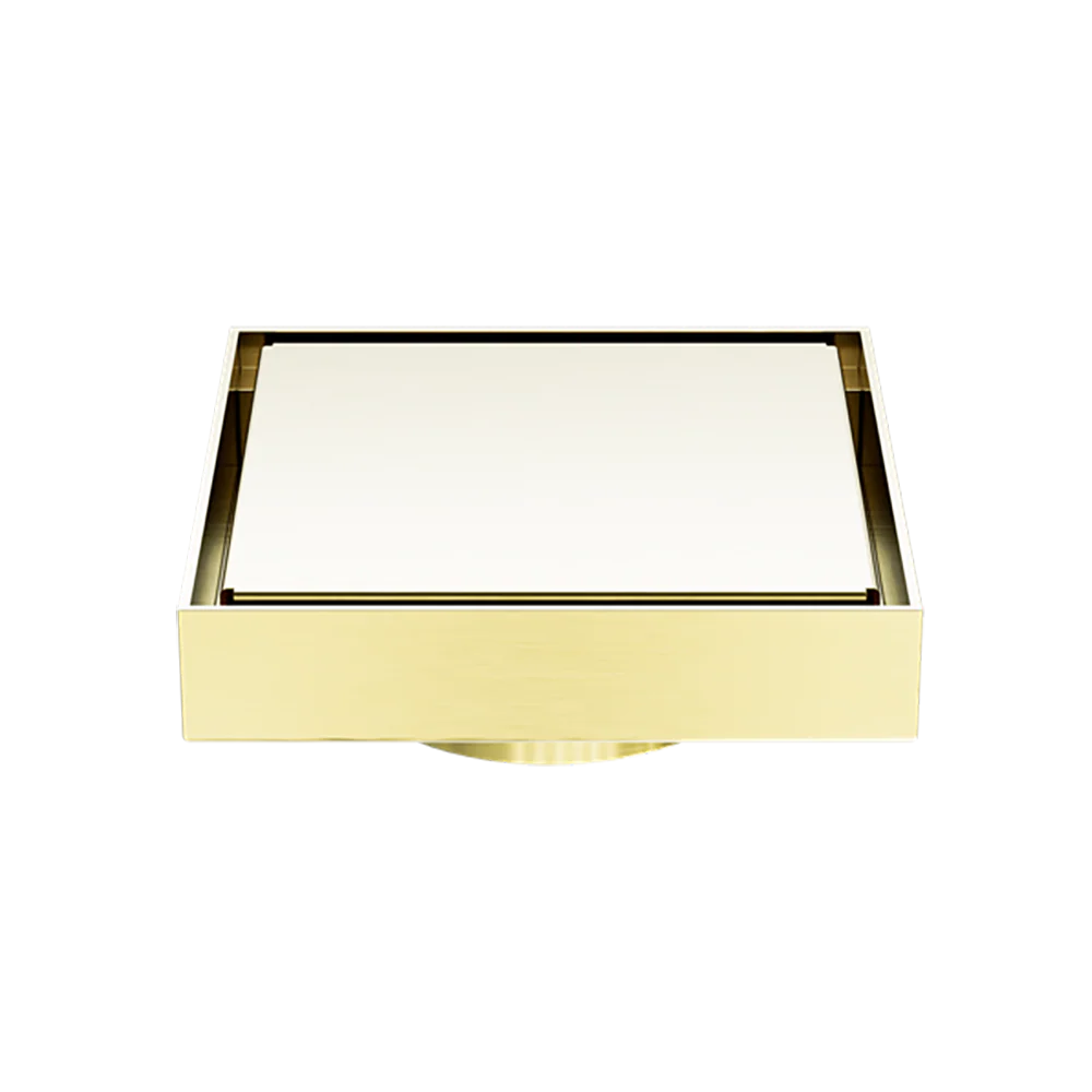 Nero 100mm Square Tile Insert Floor Waste 80mm Outlet Brushed Gold
