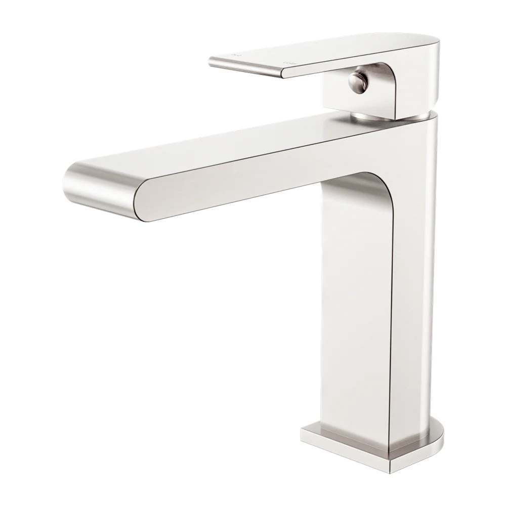 Nero Bianca Basin Mixer Straight Spout Brushed Nickel
