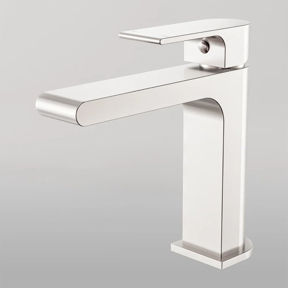 Nero Bianca Basin Mixer Straight Spout Brushed Nickel - Image 2