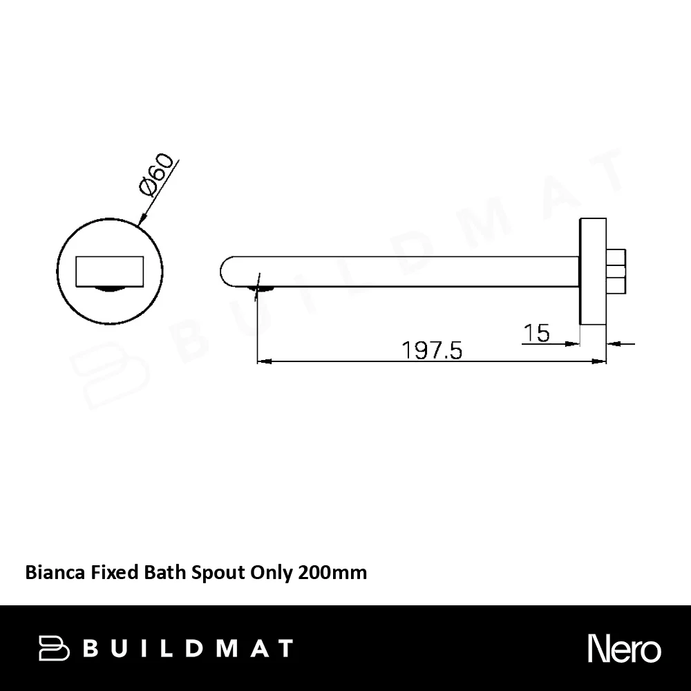 Nero Bianca Bath Spout 200mm Brushed Nickel - Image 5