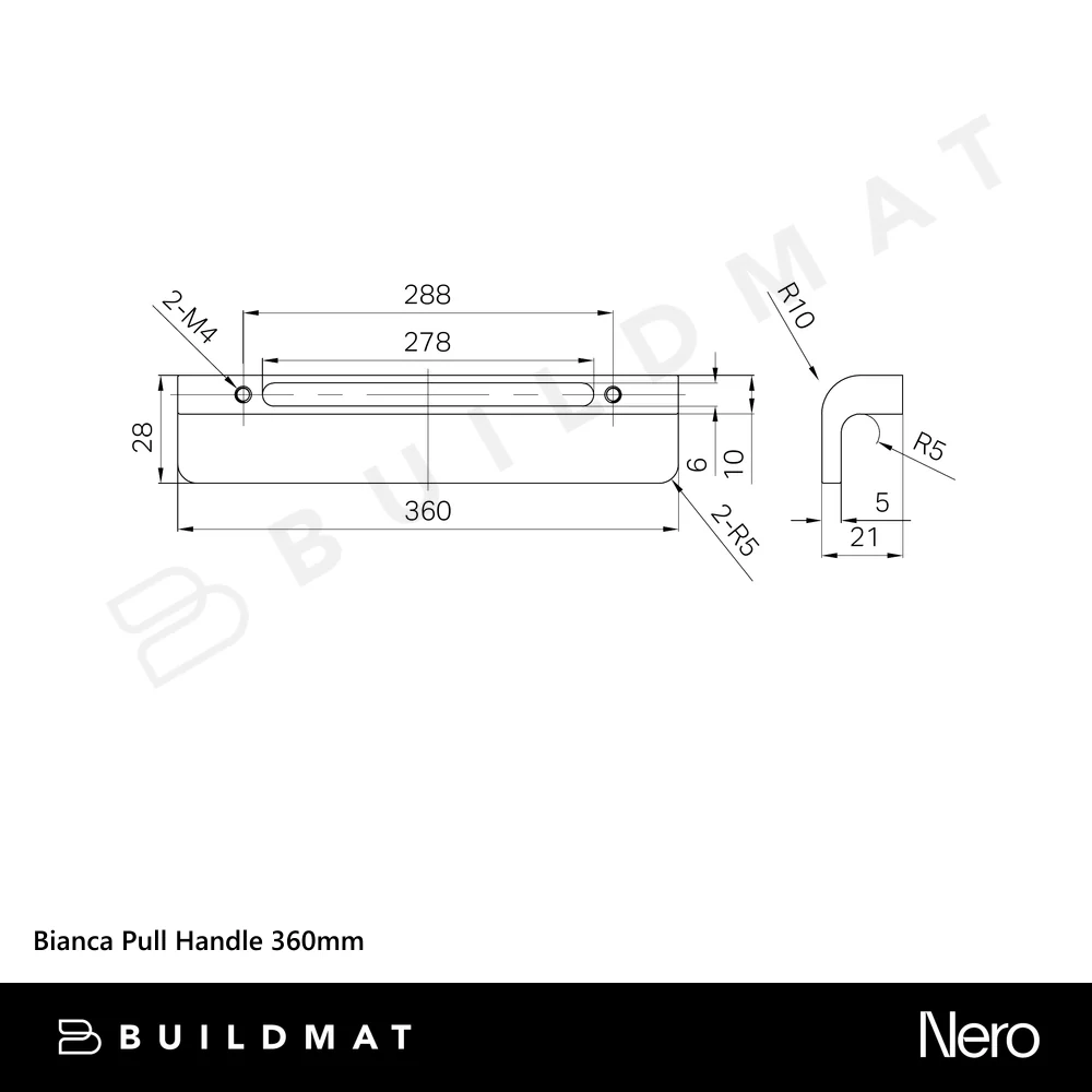 Nero Bianca Pull Handle 360mm Gunmetal - Image 4