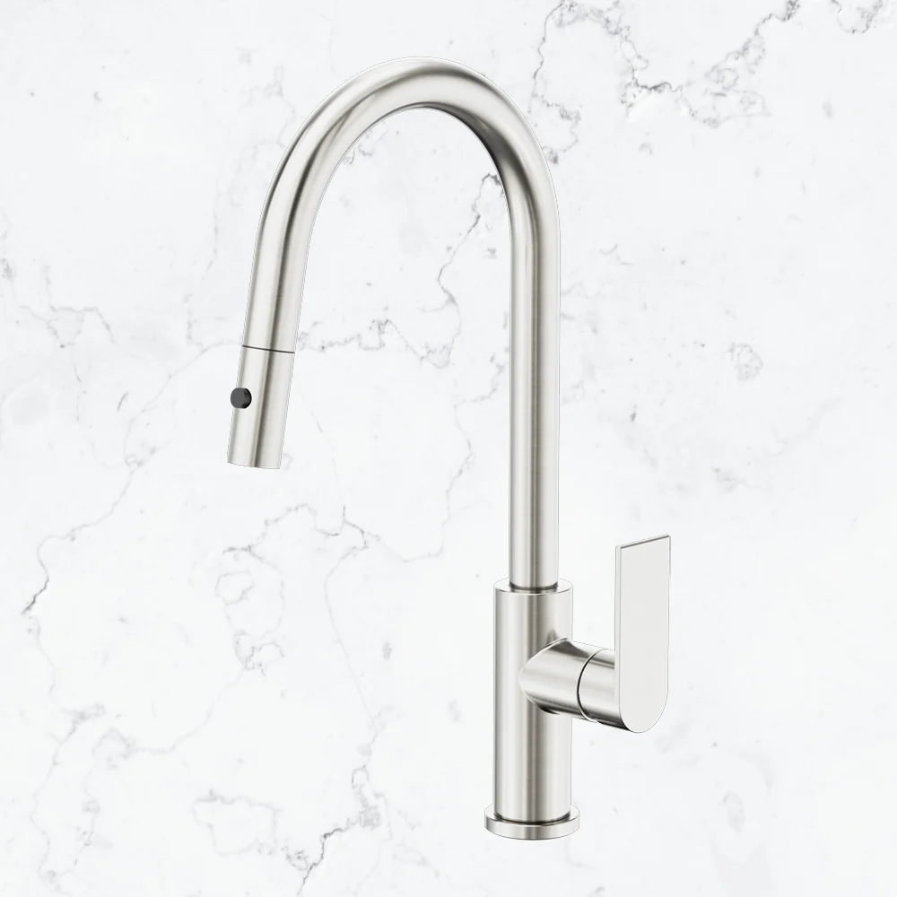 Nero Bianca Pull Out Sink Mixer with Vegie Spray Function Brushed Nickel - Image 2