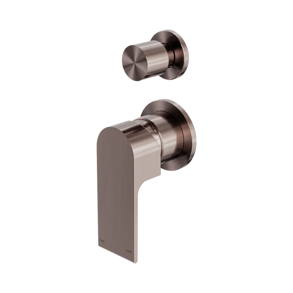 Nero Bianca Shower Mixer With Divertor Separate Back Plate Brushed Bronze