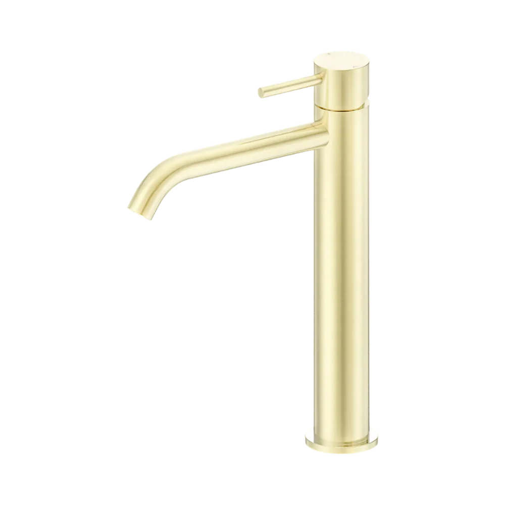 Nero Dolce II Tall Basin Mixer Curved Spout Brushed Gold
