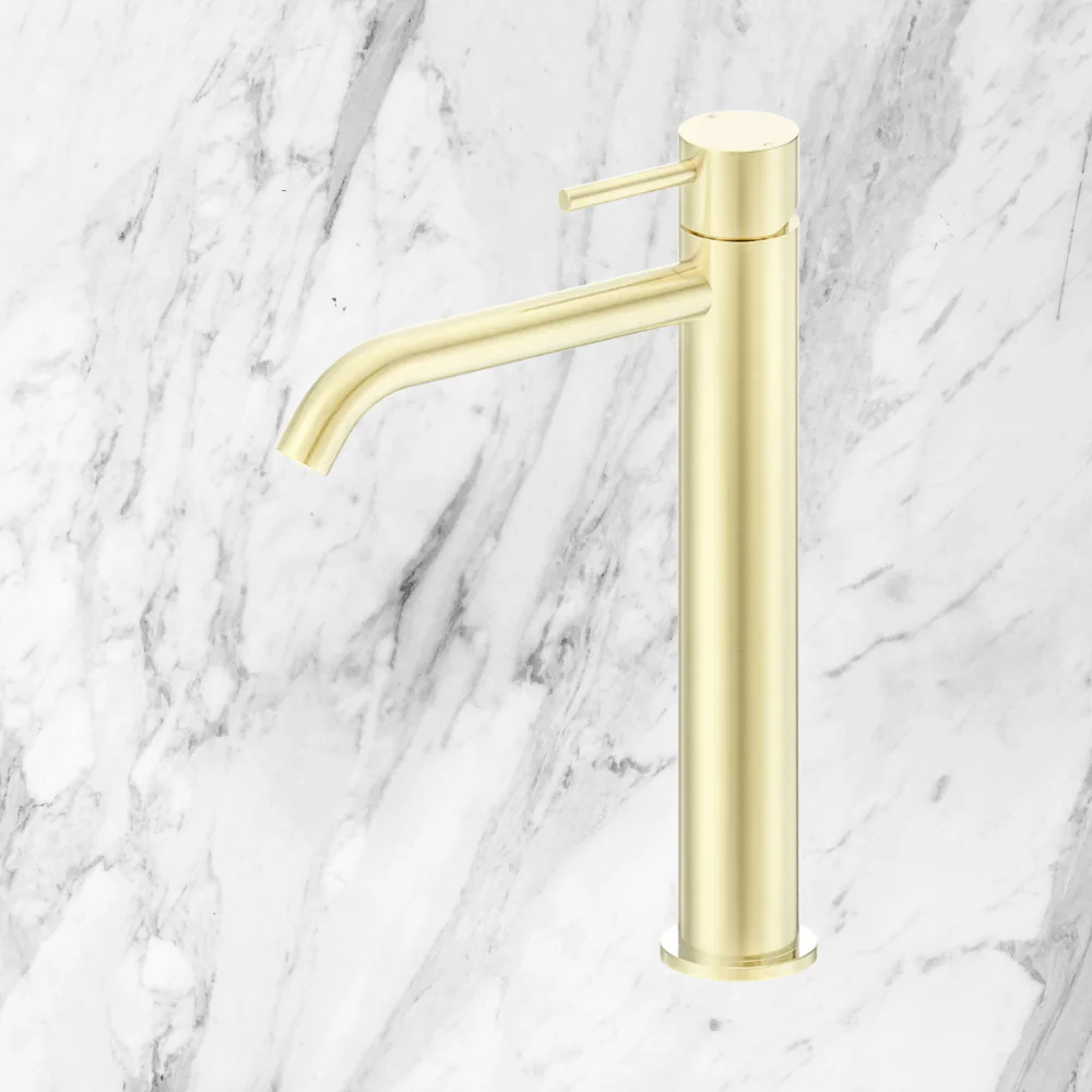 Nero Dolce II Tall Basin Mixer Curved Spout Brushed Gold - Image 2