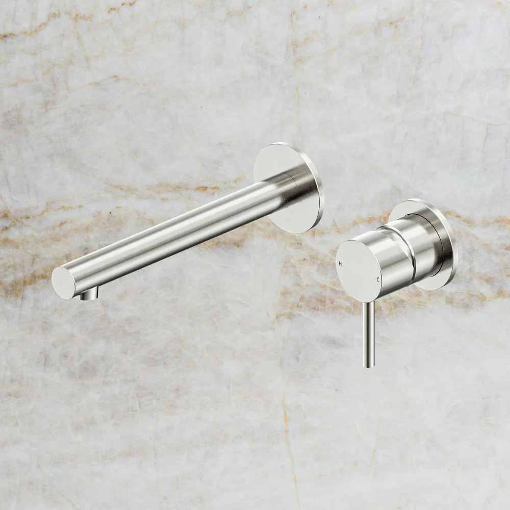 Nero Dolce II Wall Basin/Bath Mixer with Separate Backplate Brushed Nickel - Image 2