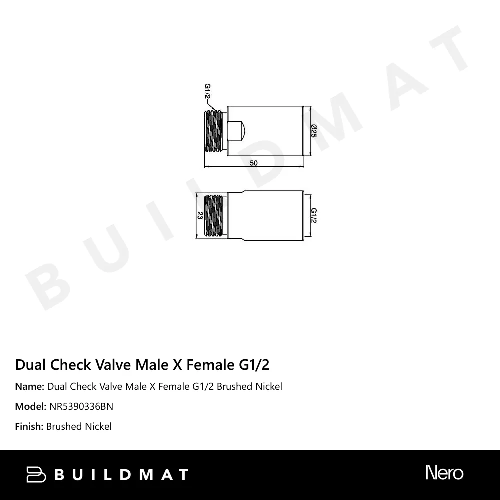 Nero Dual Check Valve Male X Female G1/2 Brushed Nickel - Image 4