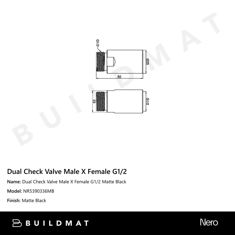 Nero Dual Check Valve Male X Female G1/2 Matte Black - Image 4