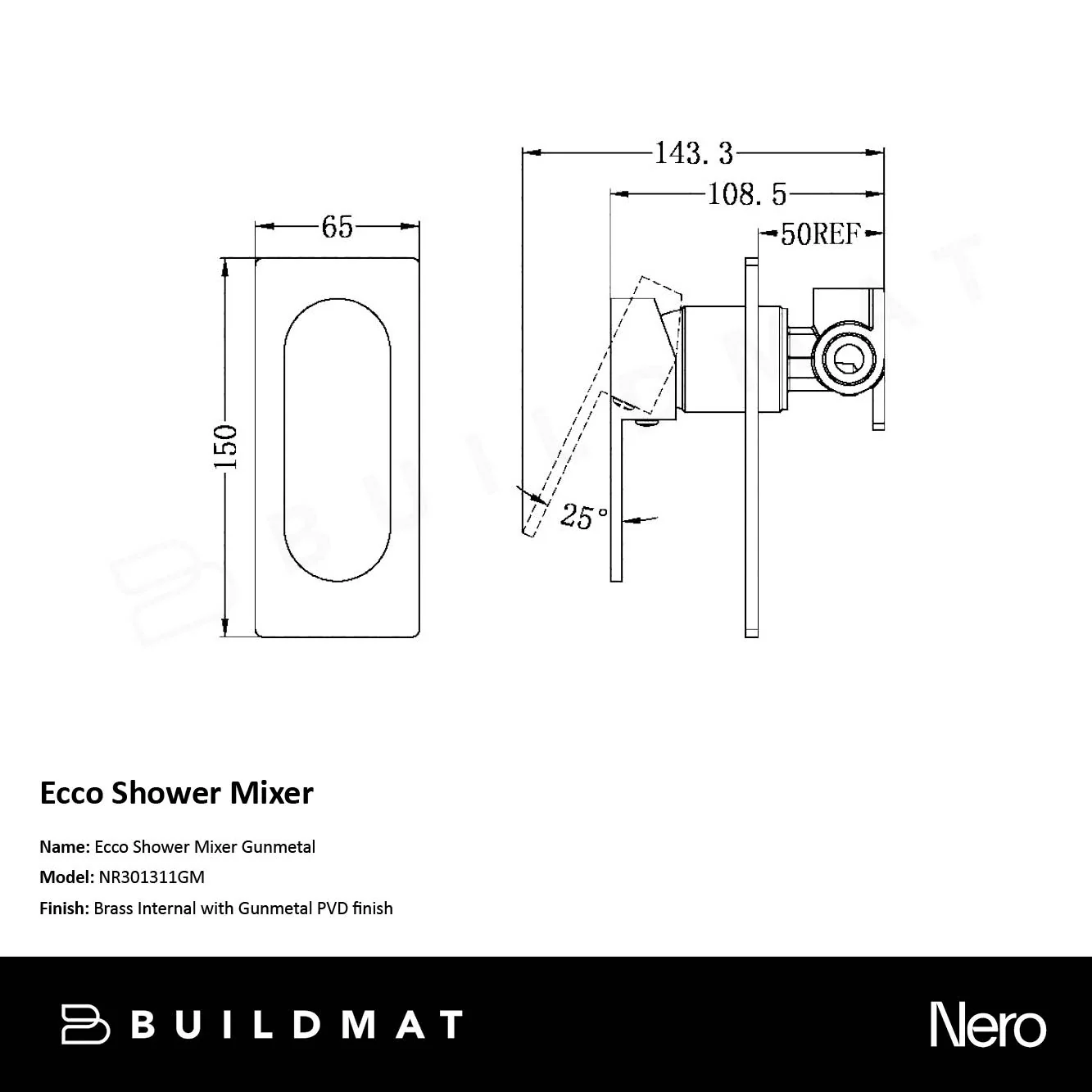 Nero Ecco Shower Mixer Gunmetal - Image 4