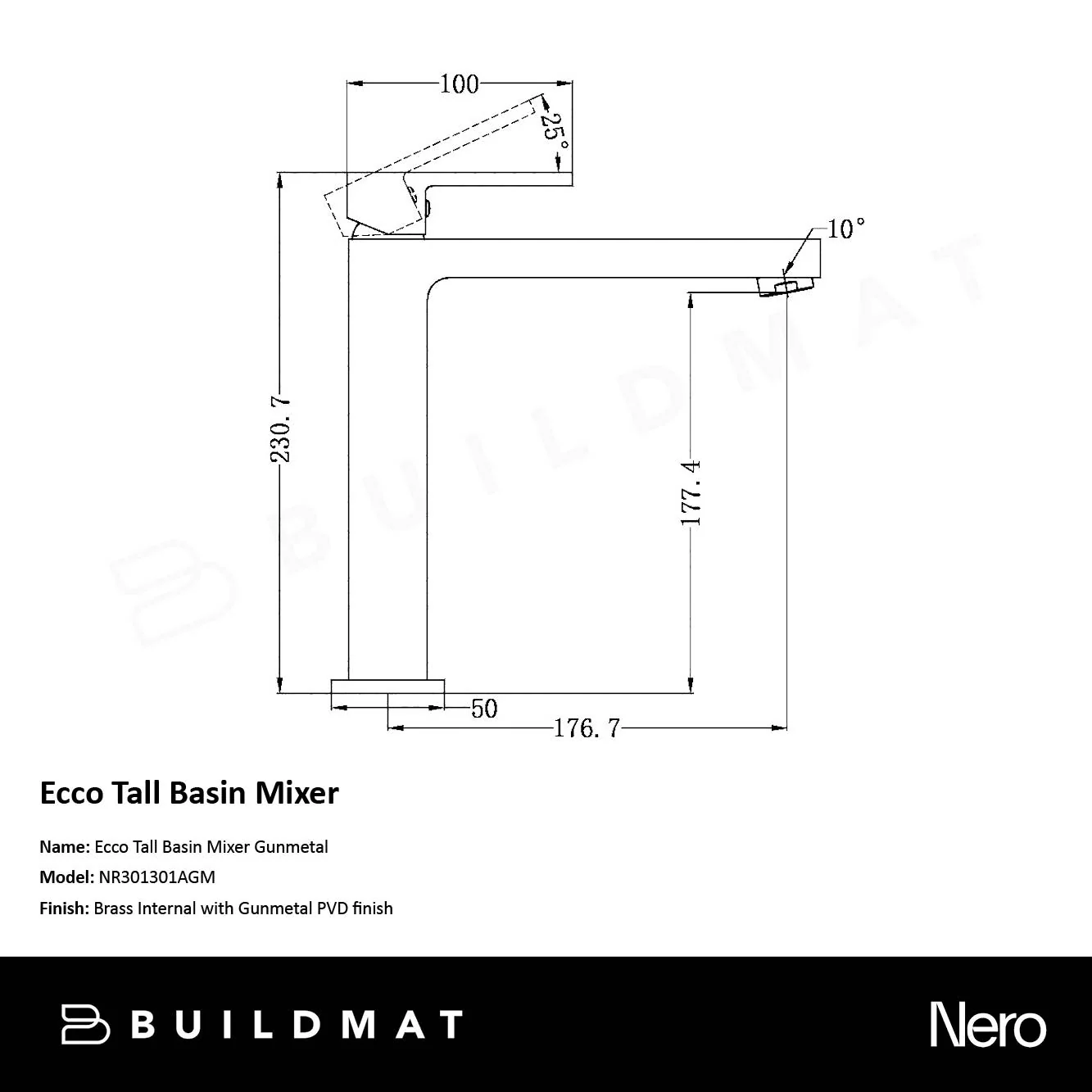 Nero Ecco Tall Basin Mixer Gunmetal - Image 4