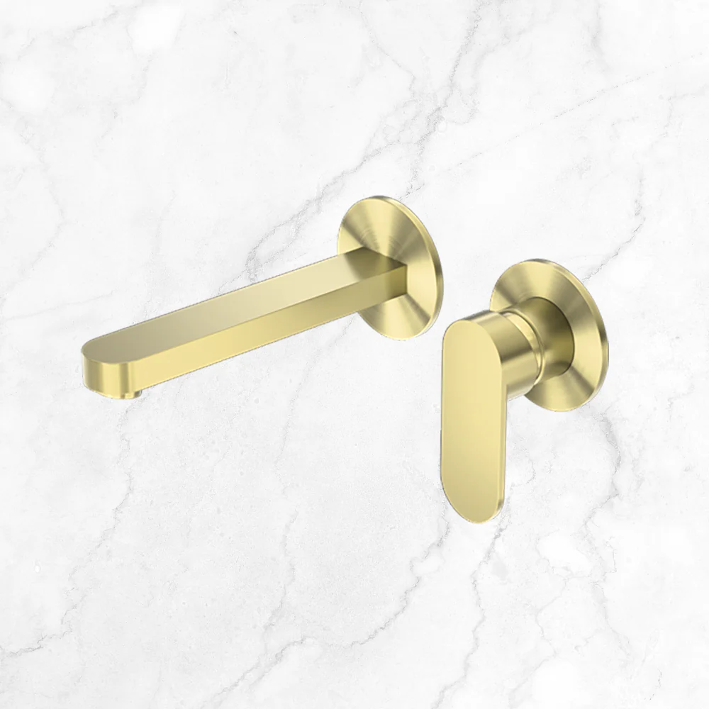 Nero Ecco Wall Basin/Bath Mixer Separate Back Plate 200mm Brushed Gold - Image 2