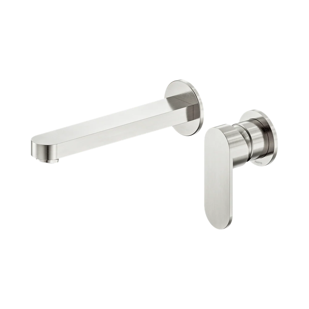 Nero Ecco Wall Basin/Bath Mixer with Separate Backplate 60mm Brushed Nickel - Image 3