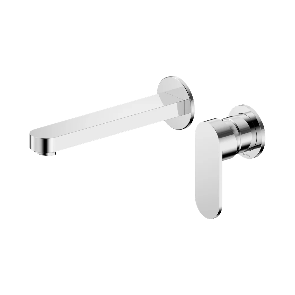 Nero Ecco Wall Basin/Bath Mixer with Separate Backplate 60mm Chrome - Image 3
