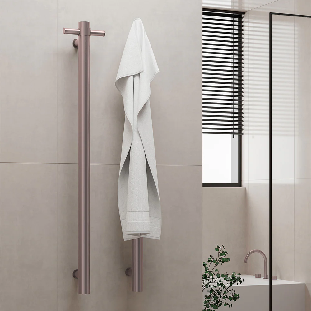 Nero Mecca 240V Single Vertical Heated Towel Rail Brushed Bronze - Image 2