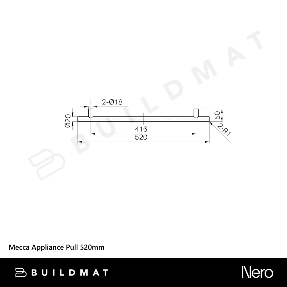 Nero Mecca Appliance Pull 520mm Brushed Nickel - Image 4