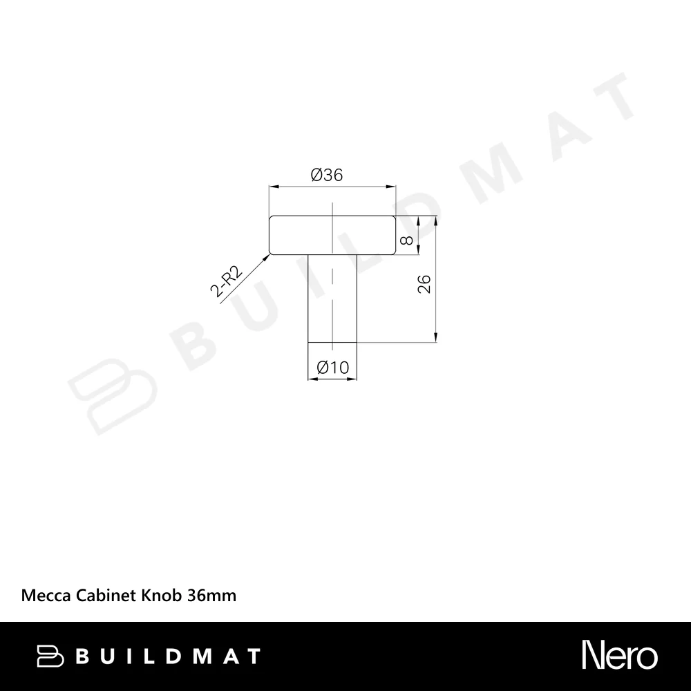 Nero Mecca Cabinet Knob 36mm Brushed Gold - Image 4