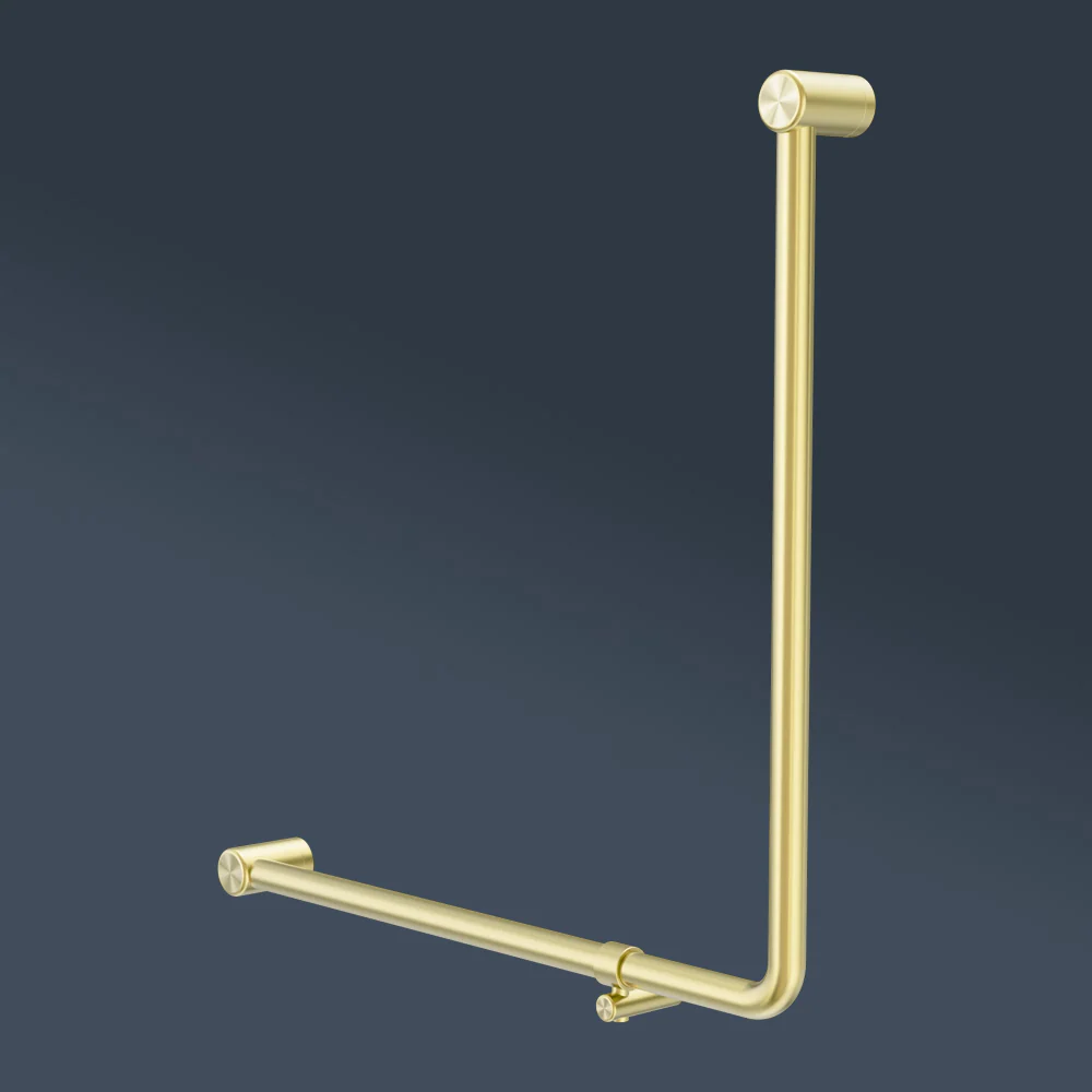 Nero Mecca Care 750x750mm 90 degree Bent Tube Grab Rail Brushed Gold - Image 2