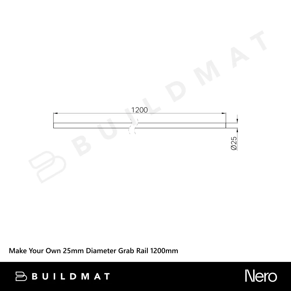 Nero Mecca Care Make Your Own 25mm Grab Rail 1200mm Brushed Nickel - Image 5