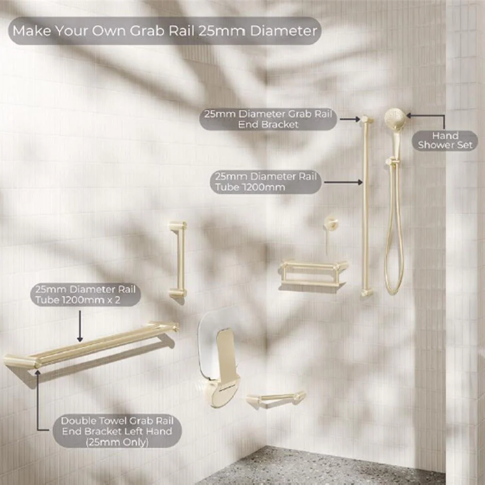 Nero Mecca Care Make Your Own 25mm Grab Rail 1200mm Chrome - Image 4