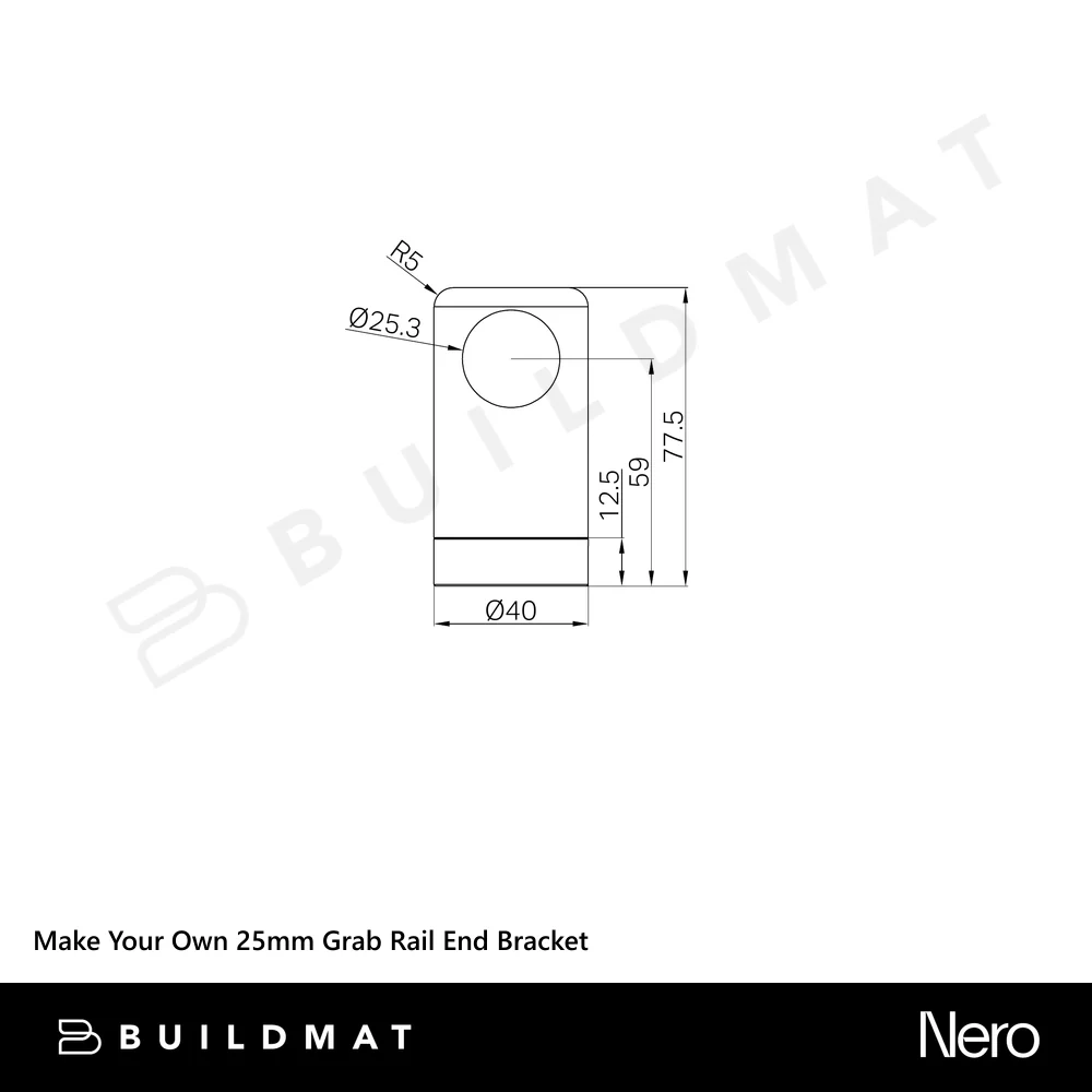 Nero Mecca Care Make Your Own 25mm Grab Rail End Bracket Brushed Nickel - Image 5