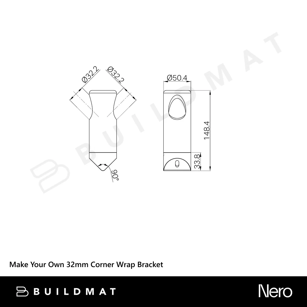 Nero Mecca Care Make Your Own 32mm Corner Wrap Bracket Brushed Nickel - Image 5