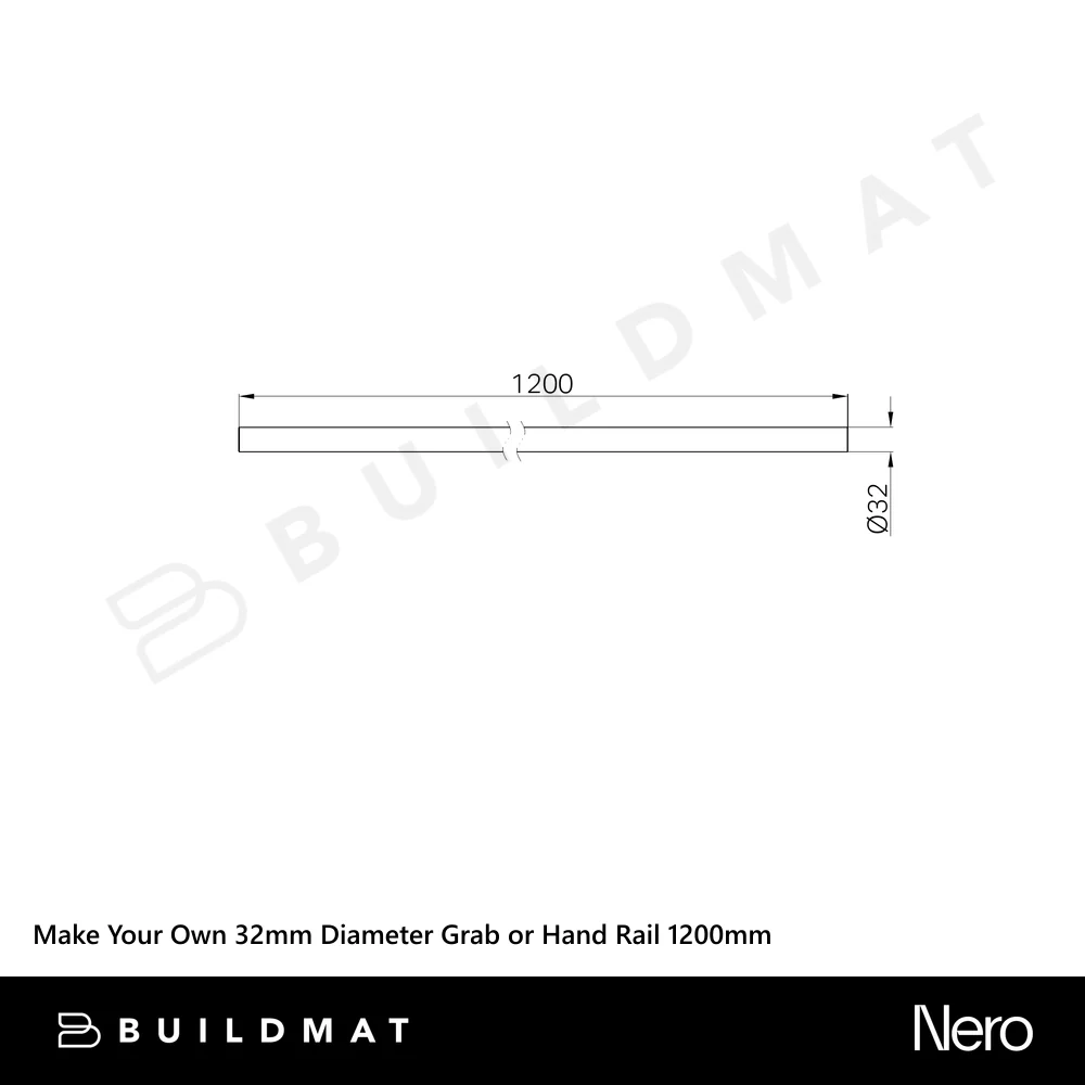 Nero Mecca Care Make Your Own 32mm Grab or Hand Rail 1200mm Brushed Nickel - Image 5