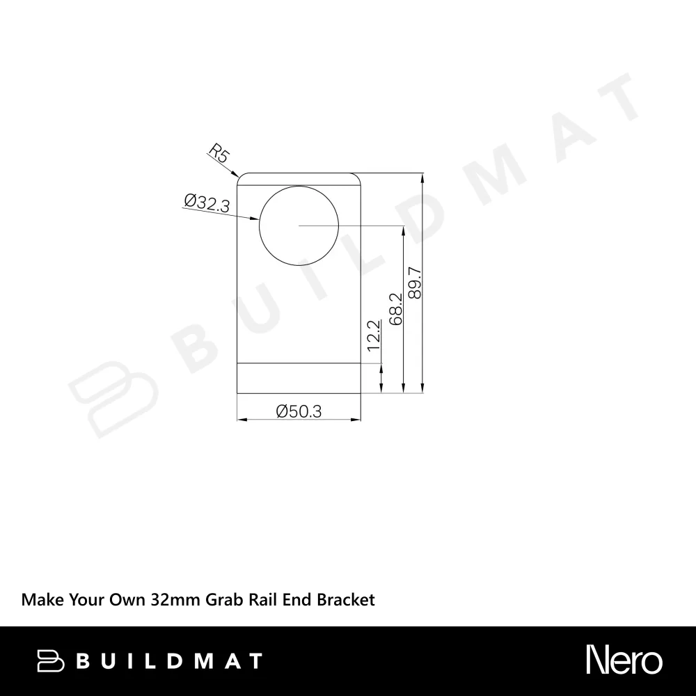 Nero Mecca Care Make Your Own 32mm Grab Rail End Bracket Matte Black - Image 5