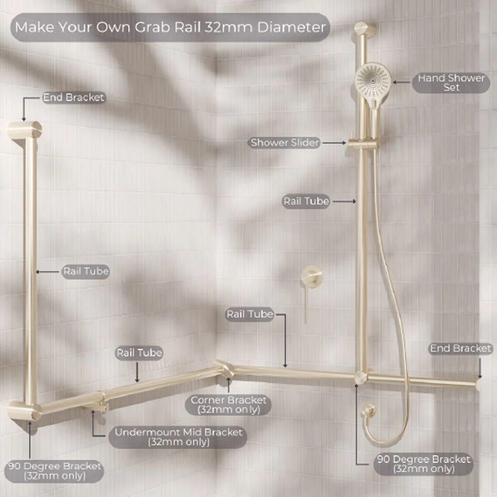 Nero Mecca Care Make Your Own 32mm Grab Rail T Bar Bracket Chrome - Image 4
