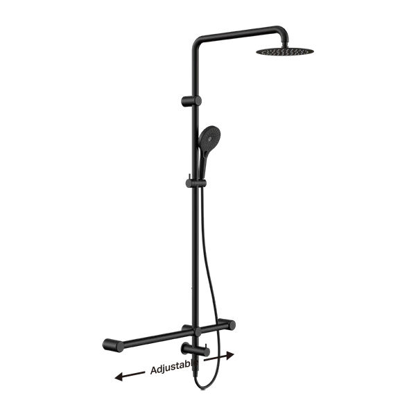 Nero Mecca Care 32mm T Bar Grab Rail 1100 x 750mm Twin Shower Set Matte Black - Image 3