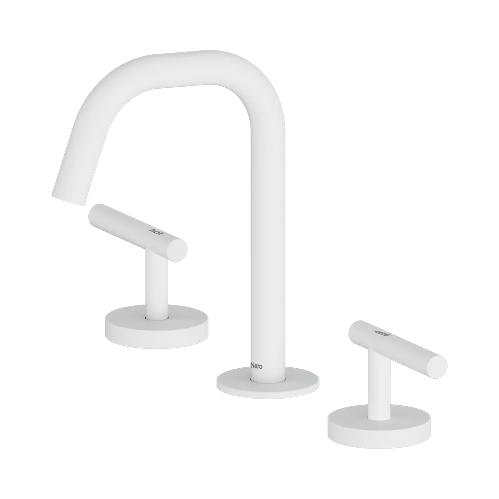 Nero Mecca Lever Basin Set Edge Spout Matte White - Image 3