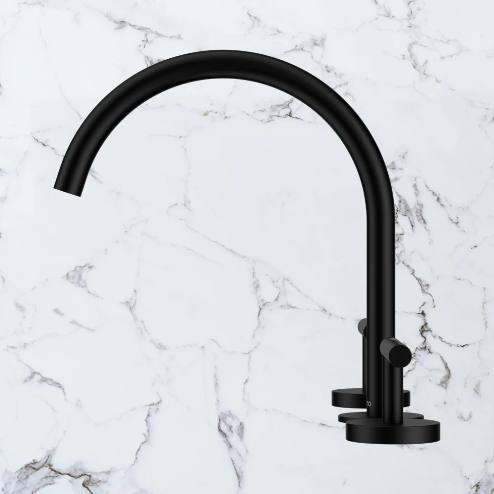 Nero Mecca Lever Bath/Kitchen Set Arc Spout Matte Black - Image 2