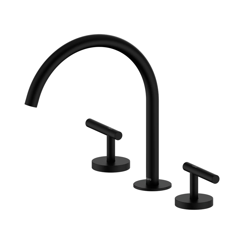 Nero Mecca Lever Bath/Kitchen Set Arc Spout Matte Black - Image 3