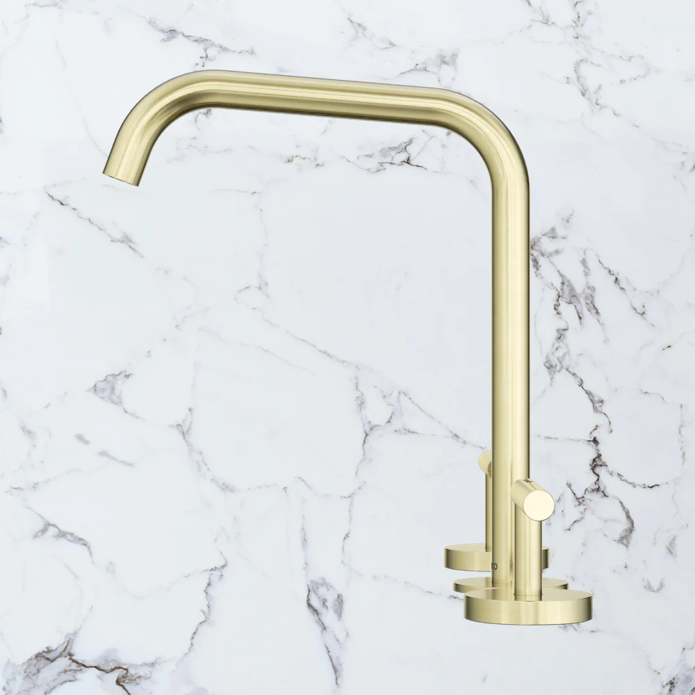 Nero Mecca Lever Bath/Kitchen Set Edge Spout Brushed Gold - Image 2