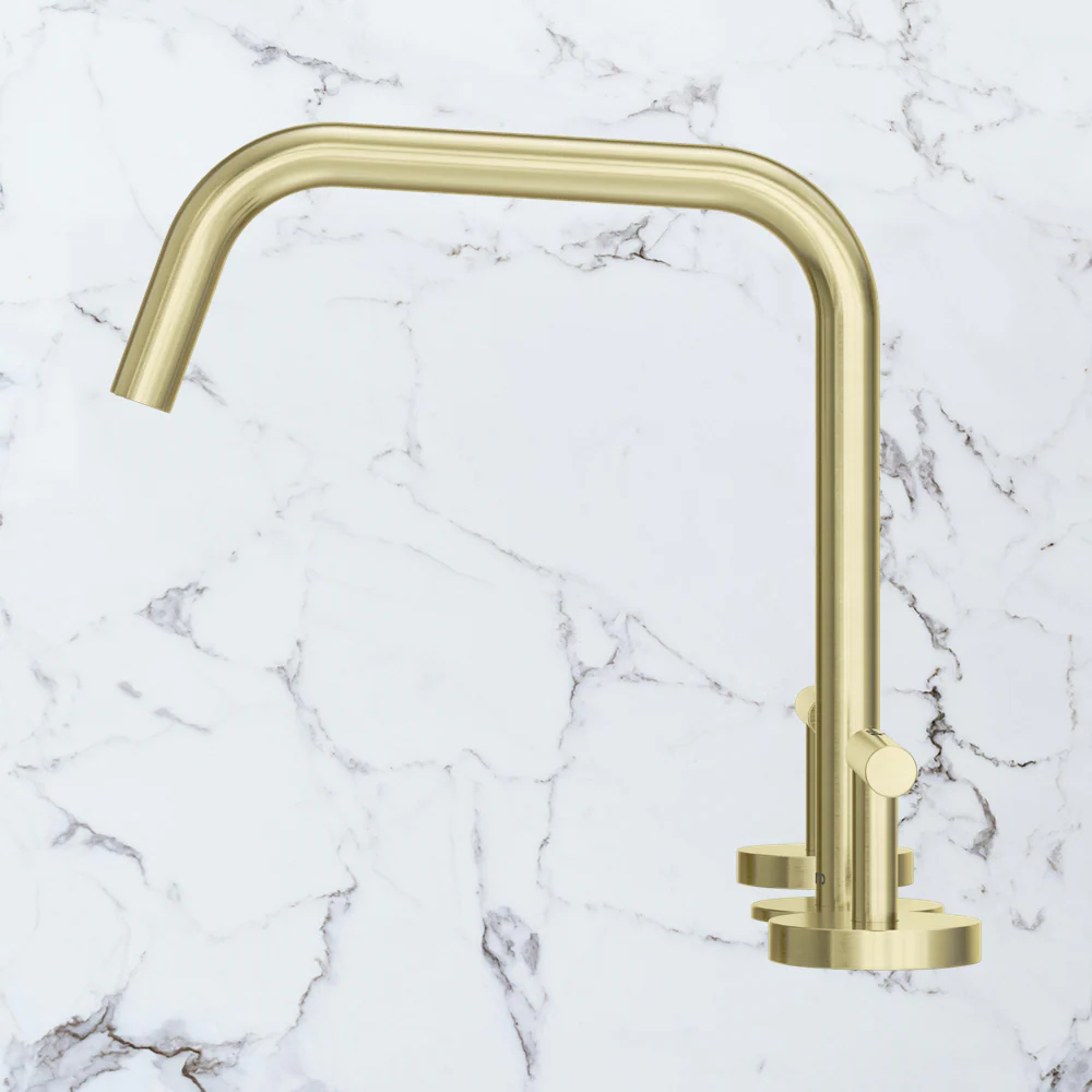 Nero Mecca Lever Bath/Kitchen Set Edge Spout II Brushed Gold - Image 2