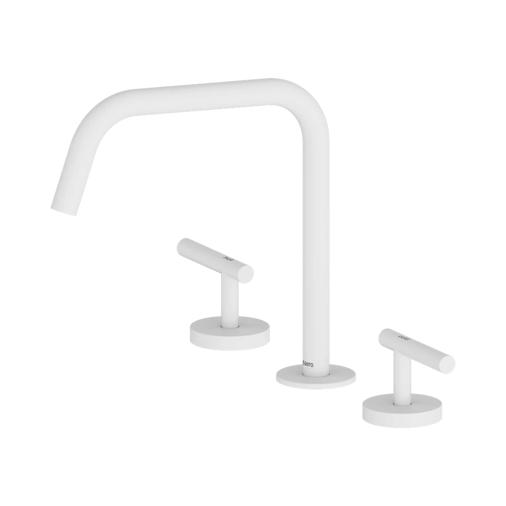 Nero Mecca Lever Bath/Kitchen Set Edge Spout II Matte White - Image 3