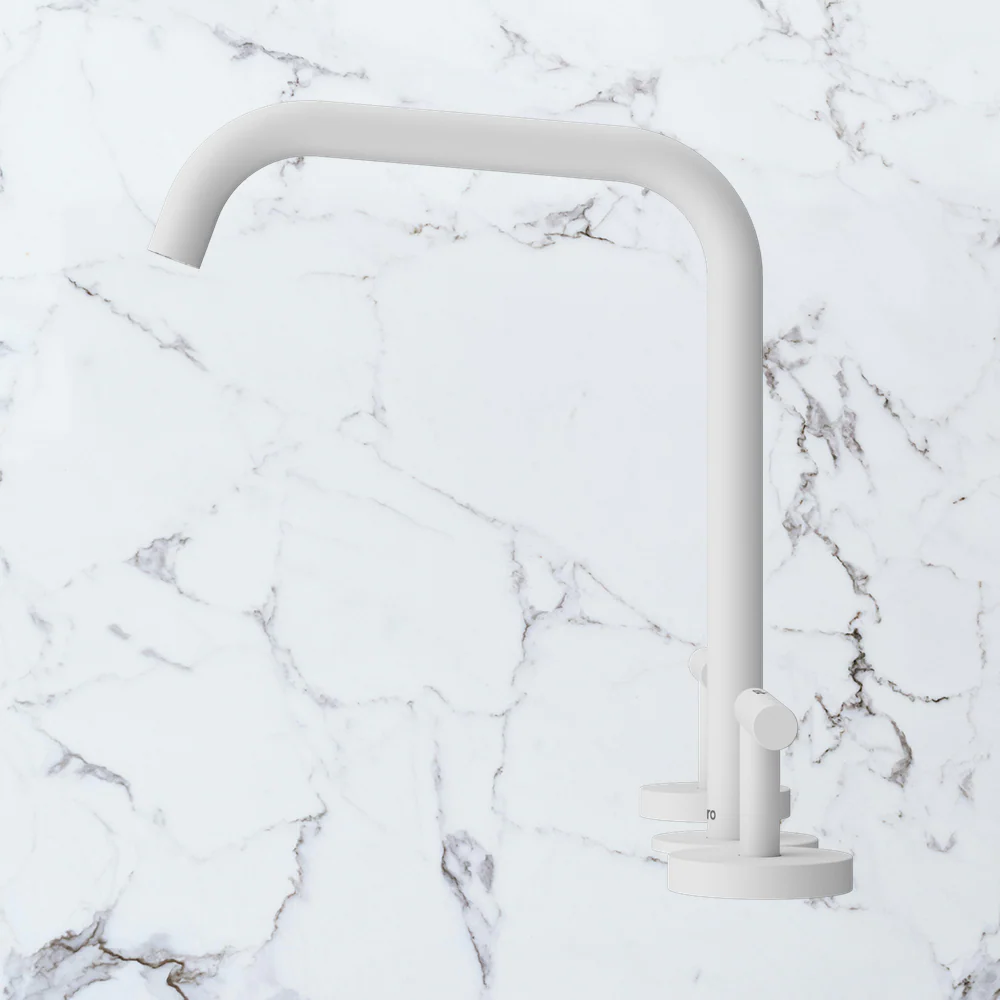 Nero Mecca Lever Bath/Kitchen Set Edge Spout Matte White - Image 2