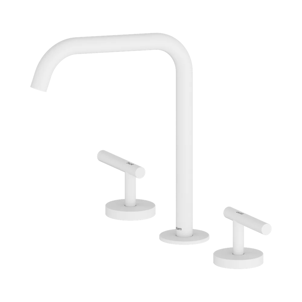 Nero Mecca Lever Bath/Kitchen Set Edge Spout Matte White - Image 3