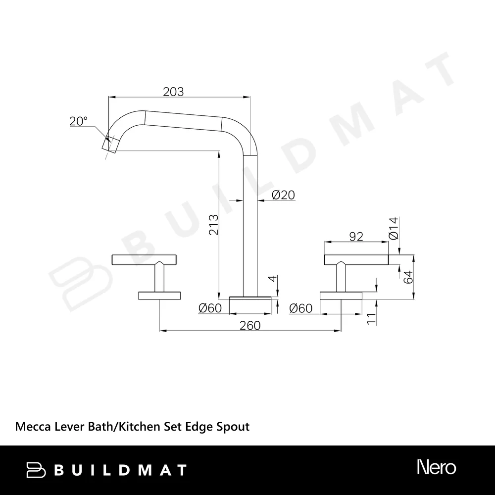 Nero Mecca Lever Bath/Kitchen Set Edge Spout Matte White - Image 4