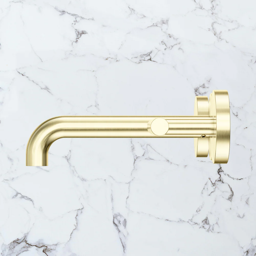 Nero Mecca Lever Wall Basin/Bath Set 160mm Spout (Complete Kit) Brushed Gold - Image 2