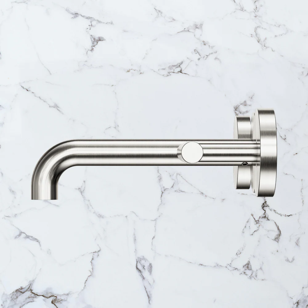 Nero Mecca Lever Wall Basin/Bath Set 160mm Spout (Complete Kit) Brushed Nickel - Image 2