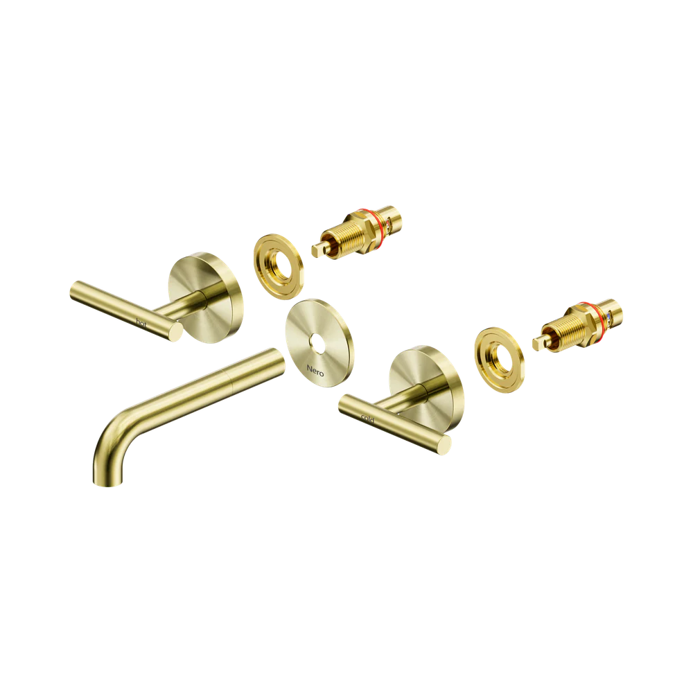 Nero Mecca Lever Wall Basin/Bath Set 160mm Spout (Trim Kit Only) Brushed Gold - Image 3