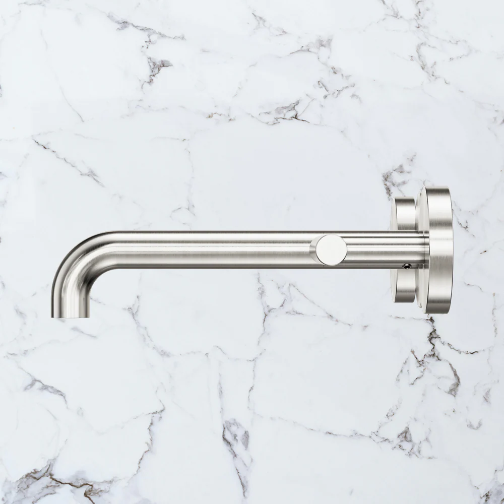 Nero Mecca Lever Wall Basin/Bath Set 185mm Spout (Complete Kit) Brushed Nickel - Image 2