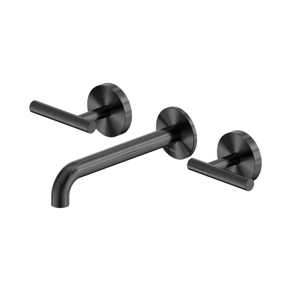 Nero Mecca Lever Wall Basin/Bath Set 185mm Spout (Complete Kit) Gunmetal - Image 3