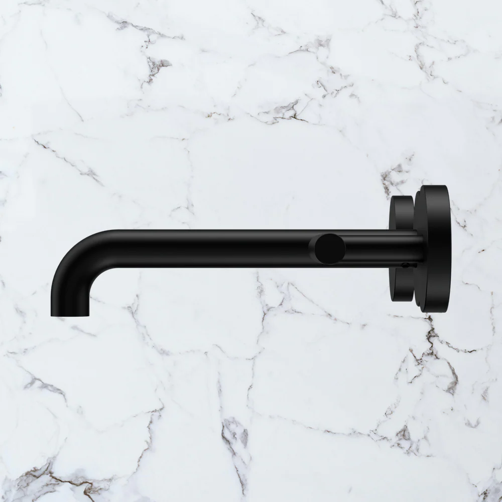 Nero Mecca Lever Wall Basin/Bath Set 185mm Spout (Complete Kit) Matte Black - Image 2