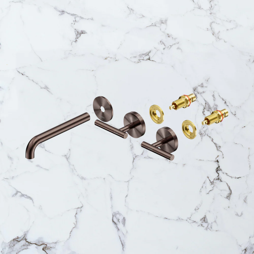 Nero Mecca Lever Wall Basin/Bath Set 185mm Spout (Trim Kit Only) Brushed Bronze - Image 2