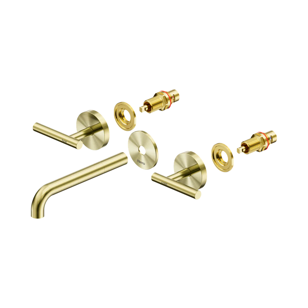 Nero Mecca Lever Wall Basin/Bath Set 185mm Spout (Trim Kit Only) Brushed Gold