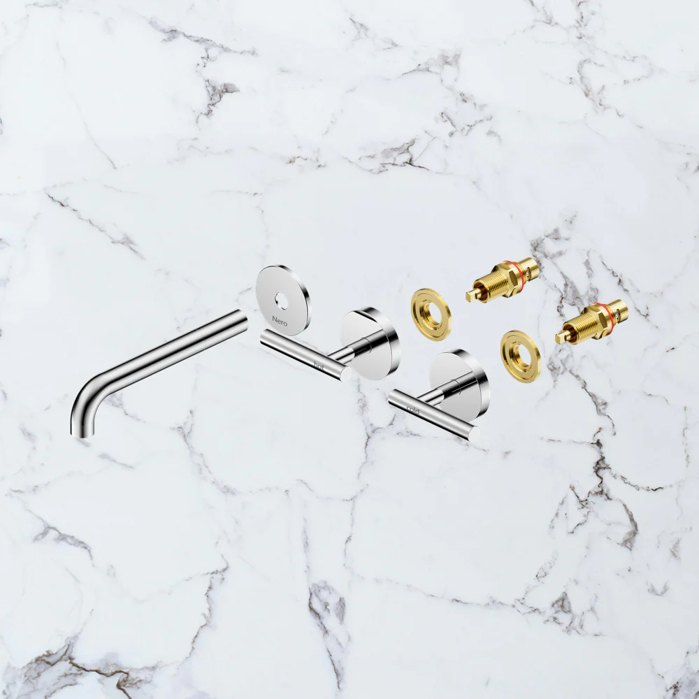 Nero Mecca Lever Wall Basin/Bath Set 185mm Spout (Trim Kit Only) Chrome - Image 2