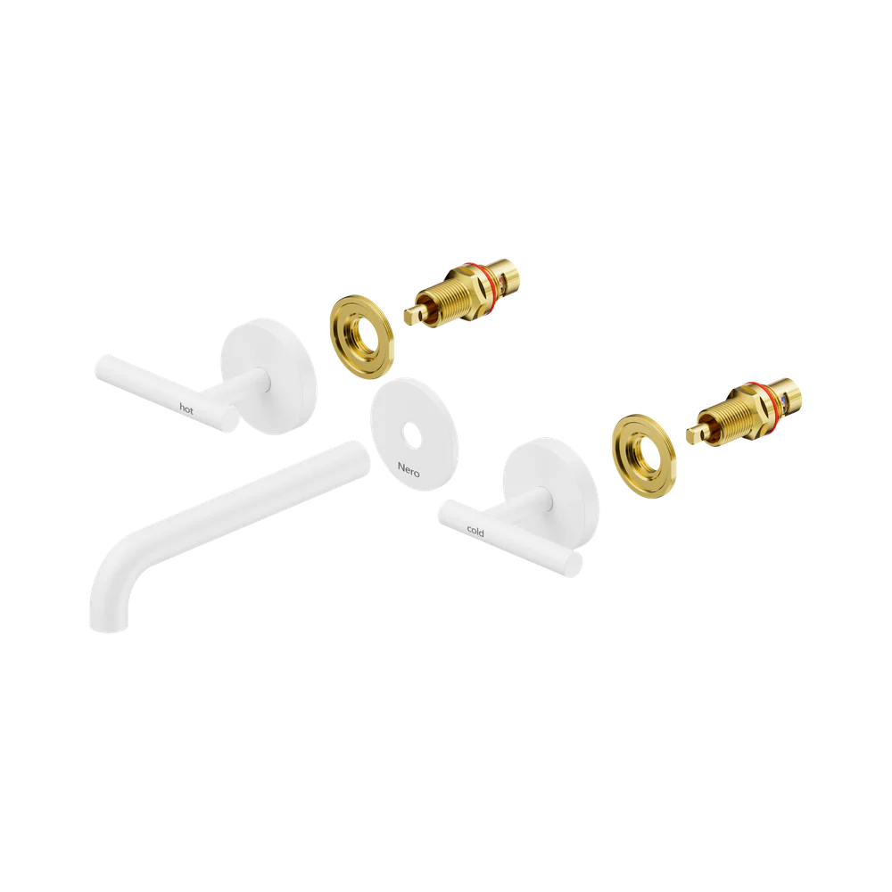 Nero Mecca Lever Wall Basin/Bath Set 185mm Spout (Trim Kit Only) Matte White - Image 3